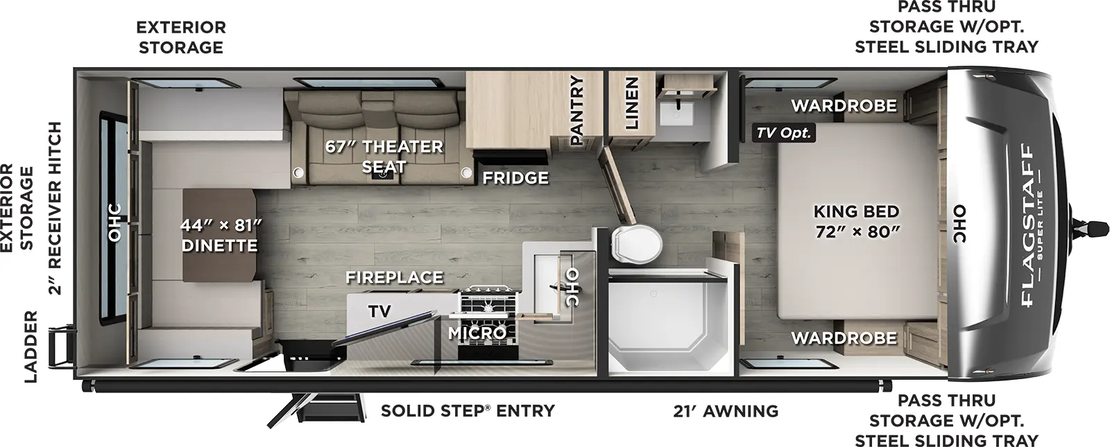 Flagstaff Super Lite Travel Trailers 30RDT Floorplan